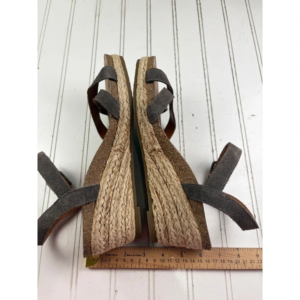 Taos Hey Jute Suede Espadrille Brown Wedge Sandals Women's Size 10-10.5 EU 41